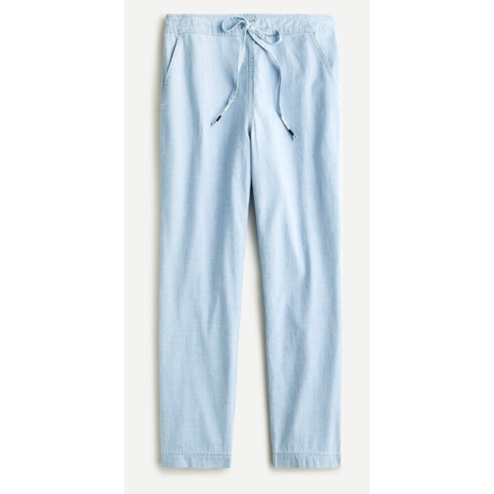 J Crew Womens Seaside Chambray Light Blue Drawstring Crop Ankle Pants Large L